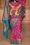 Rose Pink Designer Printed Patola Silk Saree