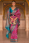 Rose Pink Designer Printed Patola Silk Saree