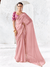 Rose Pink Embroidered Designer Chiffon Silk Saree With Contrast Blouse