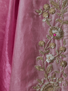 Rose Pink Embroidered Designer Tissue Silk Saree