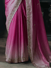 Rose Pink Embroidered Designer Tissue Silk Saree