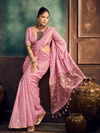 Rose Pink Handloom Jamdani Slub Cotton Saree
