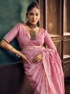 Rose Pink Handloom Jamdani Slub Cotton Saree