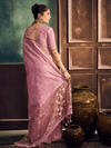 Rose Pink Handloom Jamdani Slub Cotton Saree