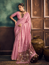 Rose Pink Handloom Jamdani Slub Cotton Saree