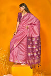 Rose Pink Tussar Silk Saree