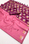 Rose Pink Tussar Silk Saree