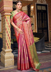 Rose Pink Woven Banarasi Silk Saree