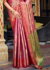 Rose Pink Woven Banarasi Silk Saree