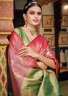 Rose Pink Woven Banarasi Silk Saree