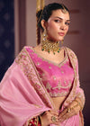 Rose Pink Zari Tissue Designer Embroidered Saree