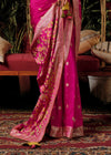 Rose Pink Zari Woven Fancy Dola Silk Designer Saree