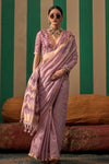 Rose Purple Handloom Linen Saree