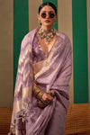 Rose Purple Handloom Linen Saree