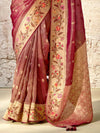 Rosewood Brown Zari Woven Banarasi Silk Saree