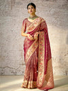 Rosewood Brown Zari Woven Banarasi Silk Saree