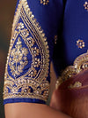 Rosewood Embroidered Designer Tissue Silk Saree, contrast blouse close-up