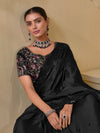 Royal Black Banarasi Silk Saree With Grand Embroidery