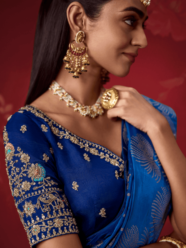 Royal Blue Banarasi Dola Silk Saree