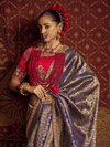 Royal Blue Banarasi Dola Silk Saree With Contrast Blouse