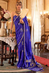 Royal Blue Banarasi Satin Silk Saree