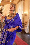 Royal Blue Banarasi Satin Silk Saree