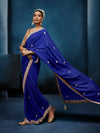Royal Blue Designer Silk Saree with Contrast Golden Blouse