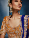 Royal Blue Designer Silk Saree with Contrast Golden Blouse