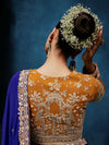 Royal Blue Designer Silk Saree with Contrast Golden Blouse