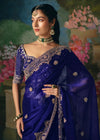 Royal Blue Designer Silk Saree with Heavy Embroidery Work