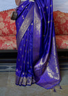 Royal Blue Dual Tone Zari Woven Handloom Banarasi Silk Saree