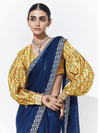 Royal Blue Embroidered Designer Satin Silk Saree