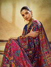Royal Blue Kashmiri Kani Handloom Cotton Silk Saree