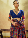 Royal Blue Kashmiri Kani Handloom Cotton Silk Saree