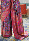 Royal Blue Multicolor Kashmiri Jamawar Woven Saree