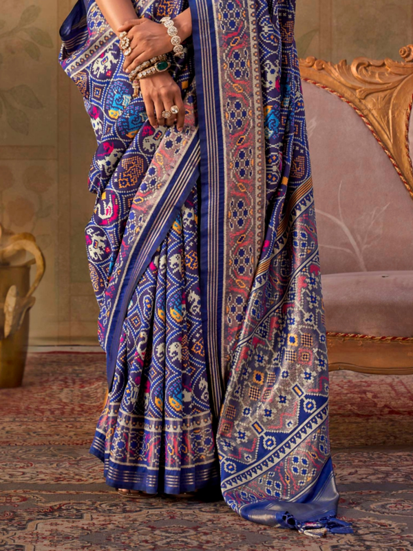 Royal Blue Patola Silk Saree