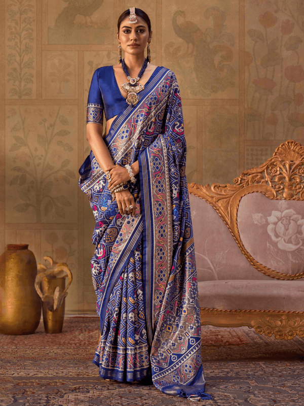 Royal Blue Patola Silk Saree