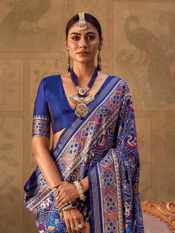 Royal Blue Patola Silk Saree