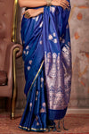 Royal Blue Pichwai Satin Silk Saree