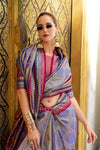 Royal Blue Tissue Ikat Silk Saree