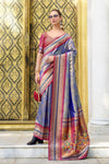 Royal Blue Tissue Ikat Silk Saree