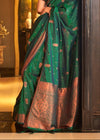 Royal Green Bronze Zari Woven Banarasi Tussar Silk Designer Saree