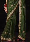 Royal Green Heavy Embroidery Designer Silk Saree