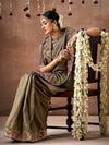 Royal Grey Bridal Zari Woven Pure Tissue Dola Silk Saree