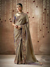 Royal Grey Bridal Zari Woven Pure Tissue Dola Silk Saree