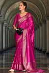 Royal Magenta Pink Handloom Satin Silk Saree