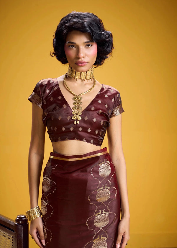 Royal Maroon Banarasi Satin Silk Saree