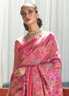 Royal Pink Multicolor Kashmiri Jamawar Woven Saree