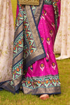 Royal Pink Printed Patola Silk Saree