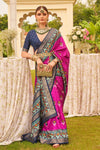 Royal Pink Printed Patola Silk Saree